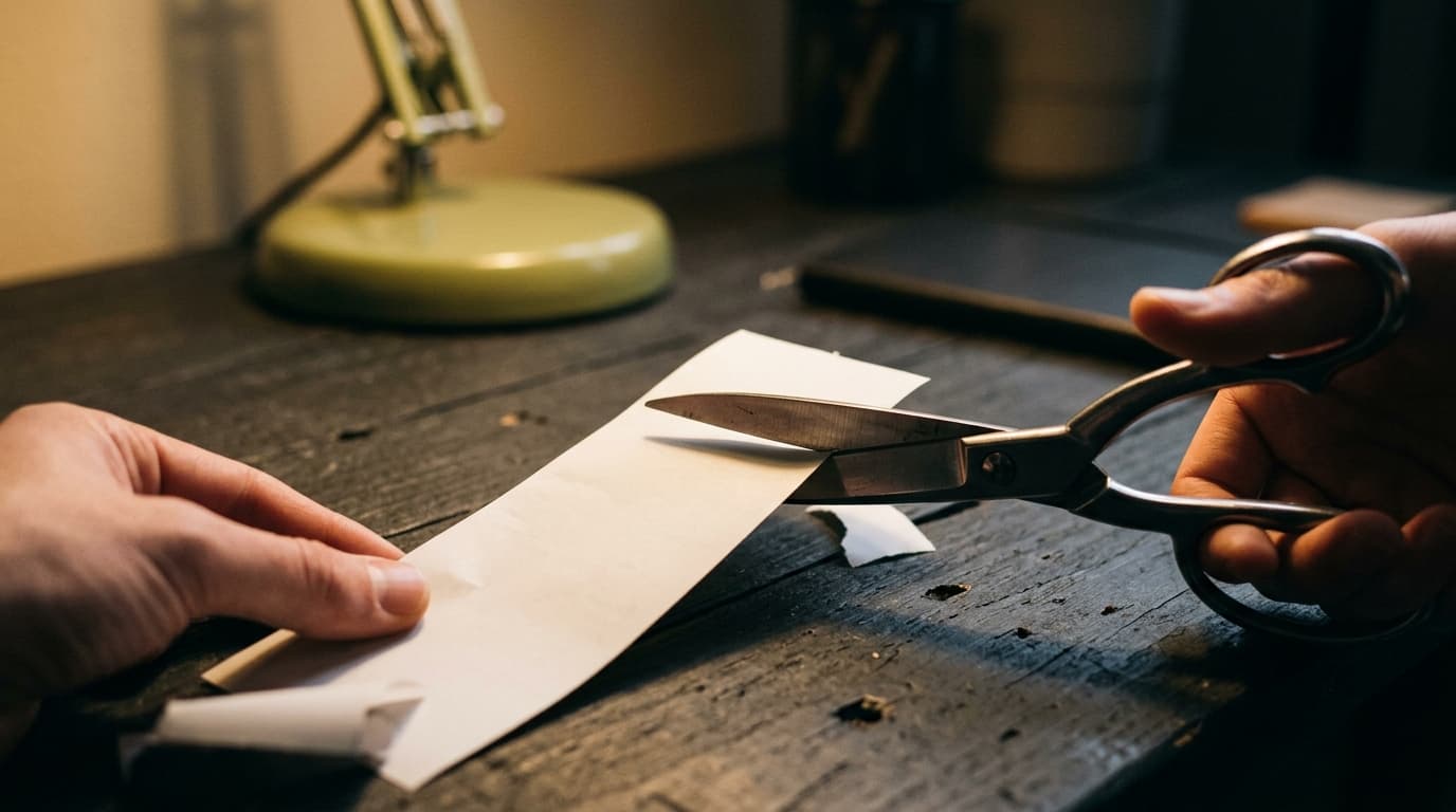 Portefeuille ouvert sur une table, emplacement de carte vide